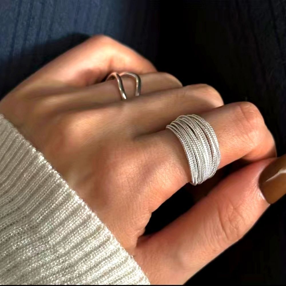Multi-line Niche Design Finger Ring Opening Adjustable - Picture 2 of 7